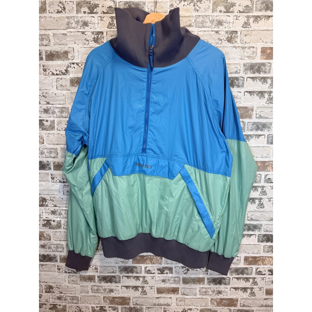 Marmot Lynx L31580 Anorak Blue Green Colorblock Pullover Gorpcore Windbreaker
